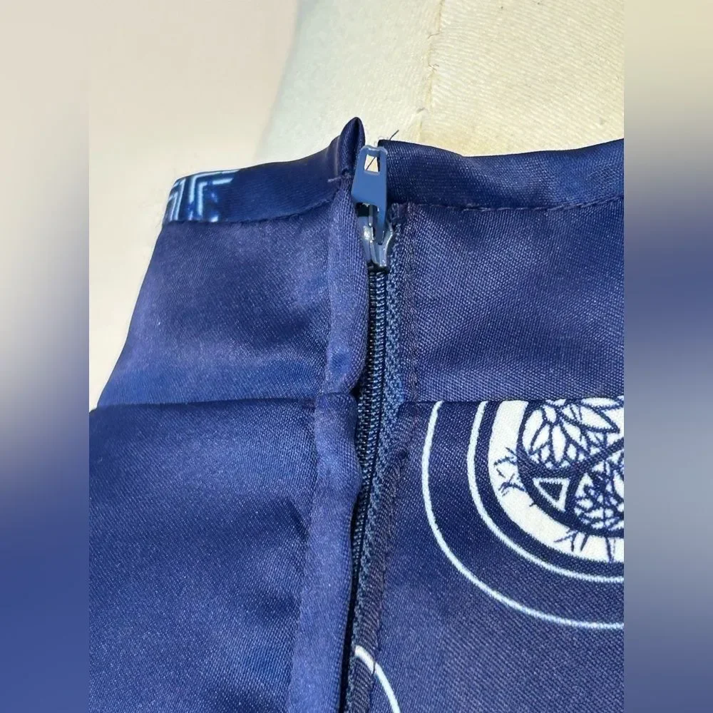 Vintage Liona Hawaii for Liberty House Elegant Blue Patterned Maxi Dress size 12 - Picture 6 of 11